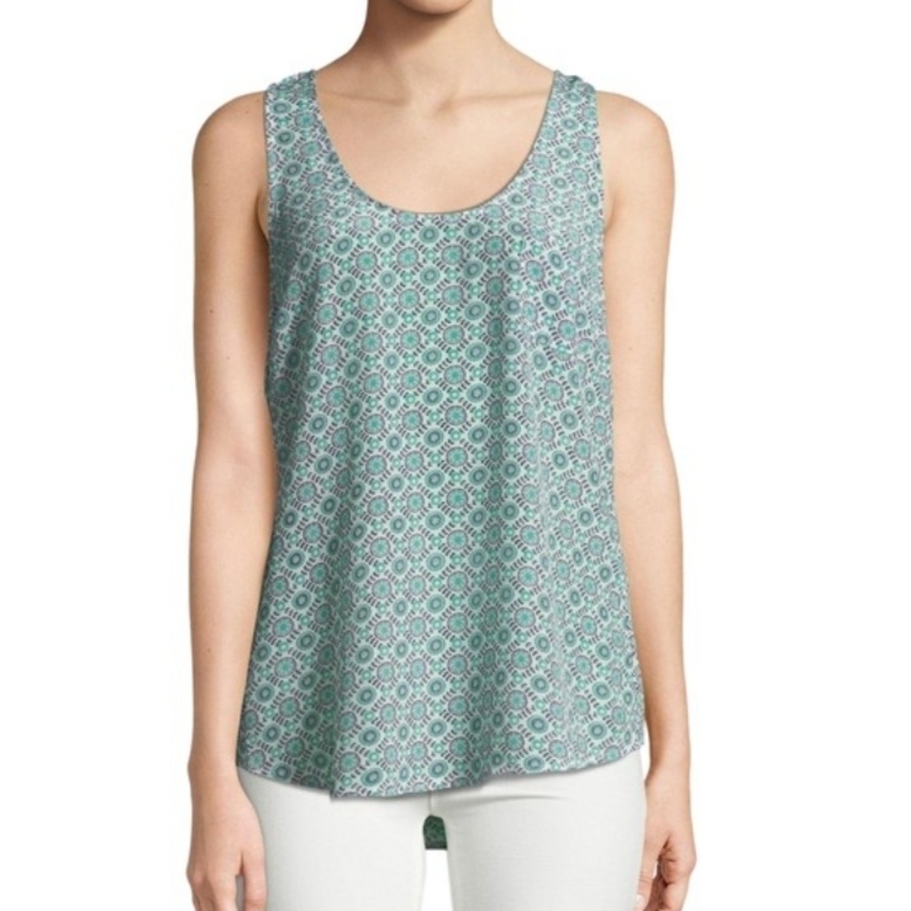 Joie 100% Silk Green Rain B‎ Medallion Print Sleeveless Tank Top Size S
